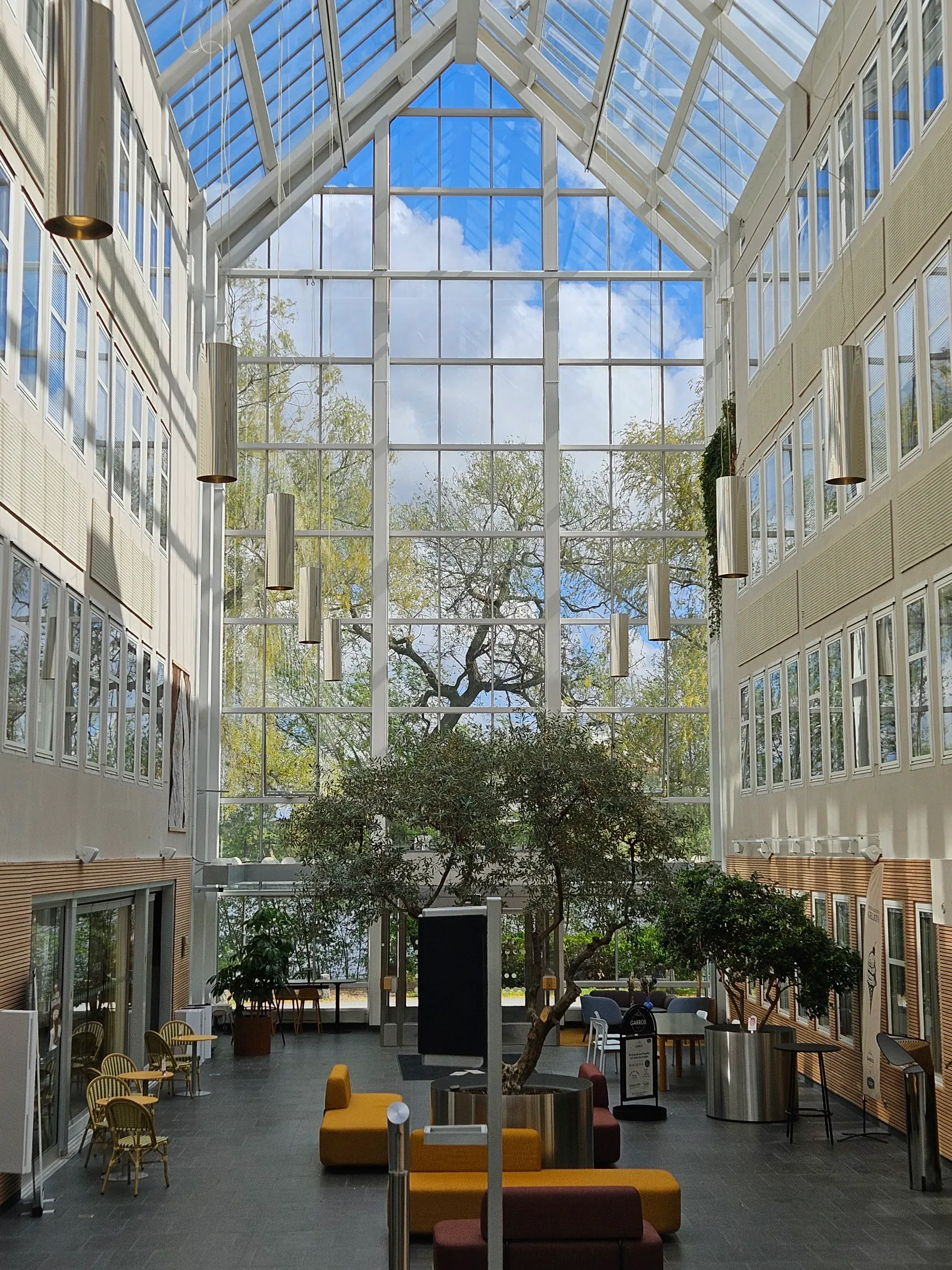 The glass atrium at the Save the Children office in Stockholm